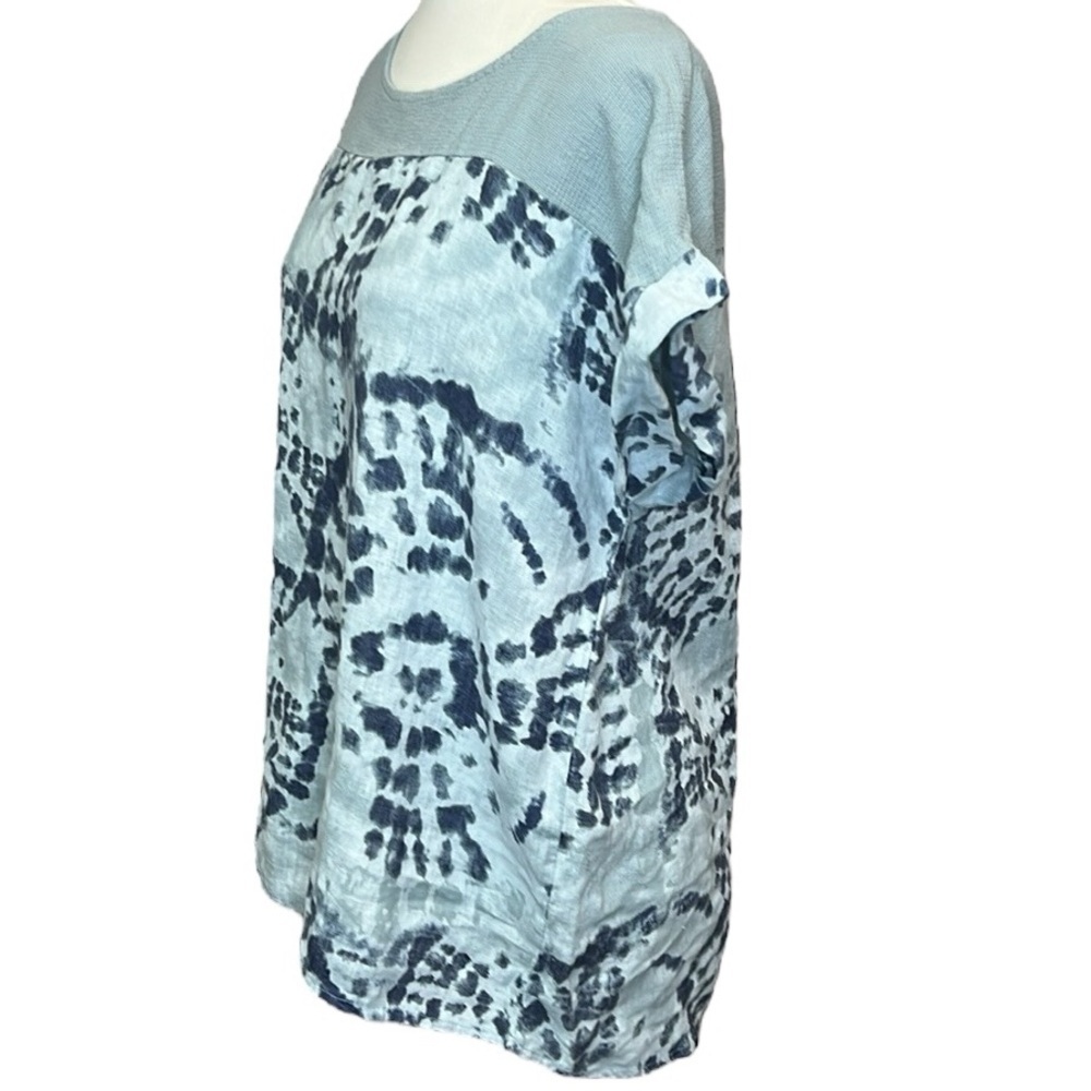 Bella Umbra Linen Patterned Blouse Blue - Picture 2 of 6